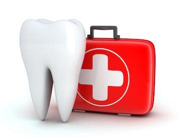 illustrated tooth with first aid kit